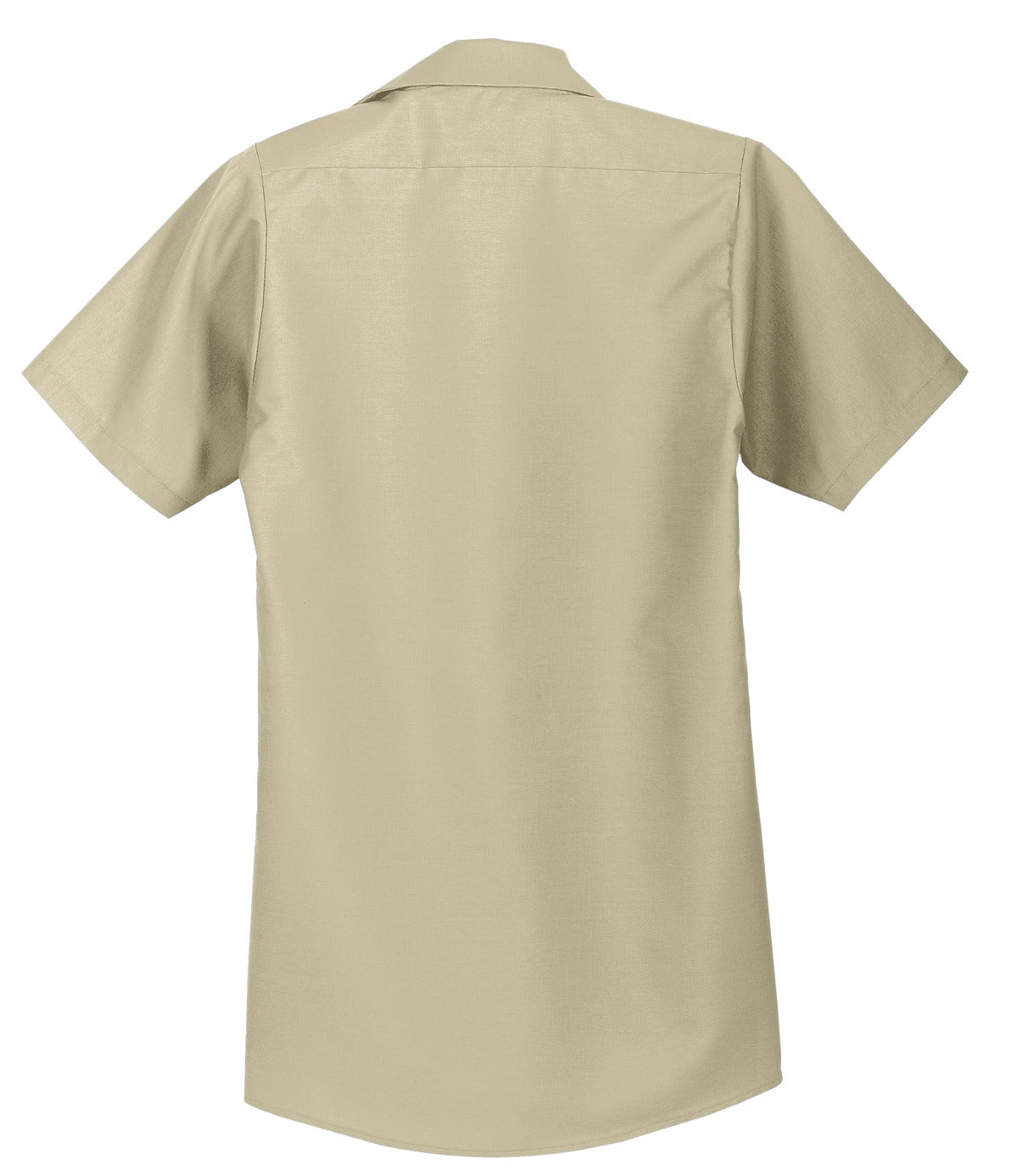 Rear View of Light Tan Red Kap Long Size, Short Sleeve Industrial Work Shirt. SP24LONG