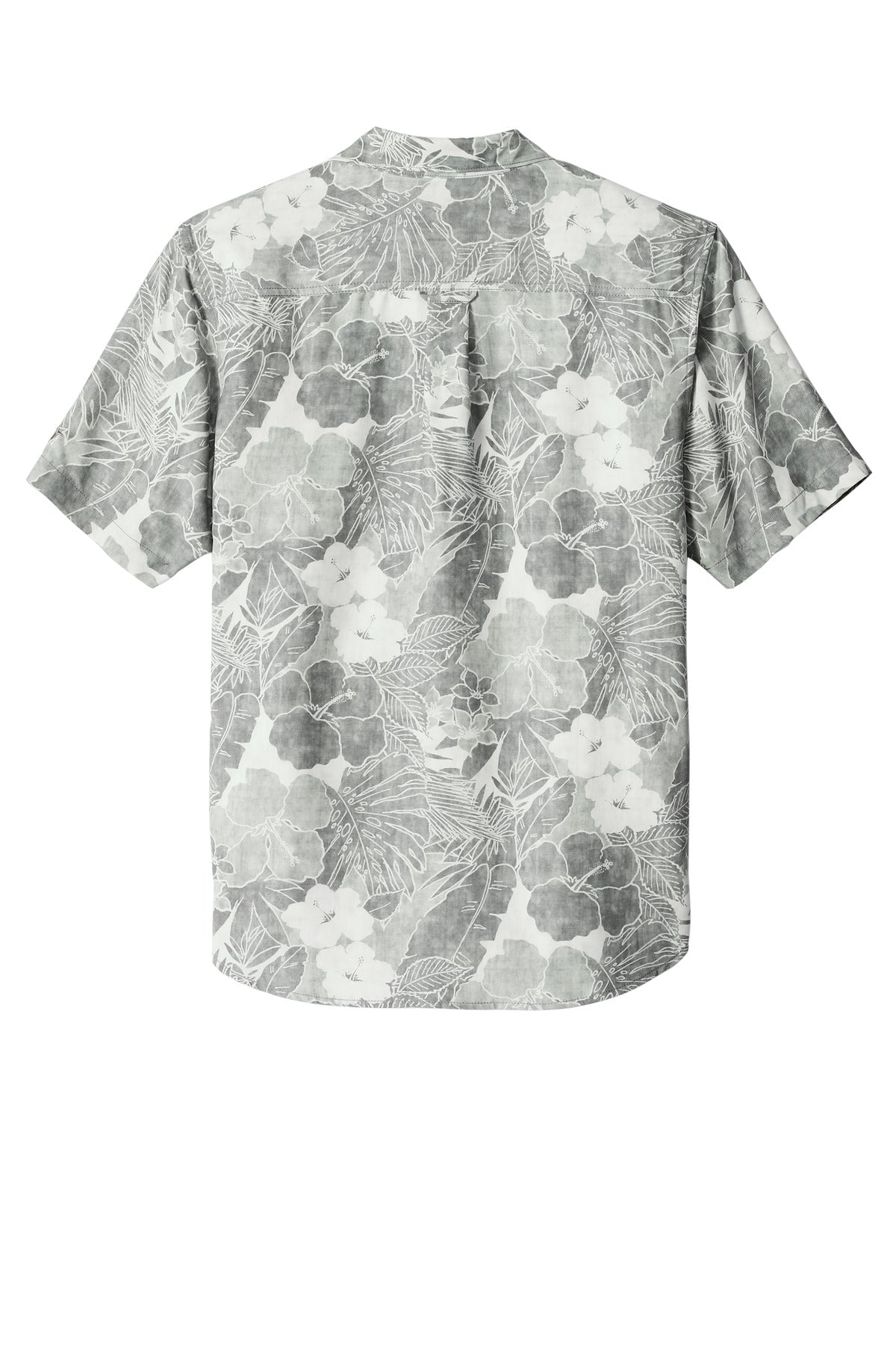 Rear View of LightGrey Tommy Bahama Coconut Point Playa Flora Short Sleeve Shirt ST325929TB