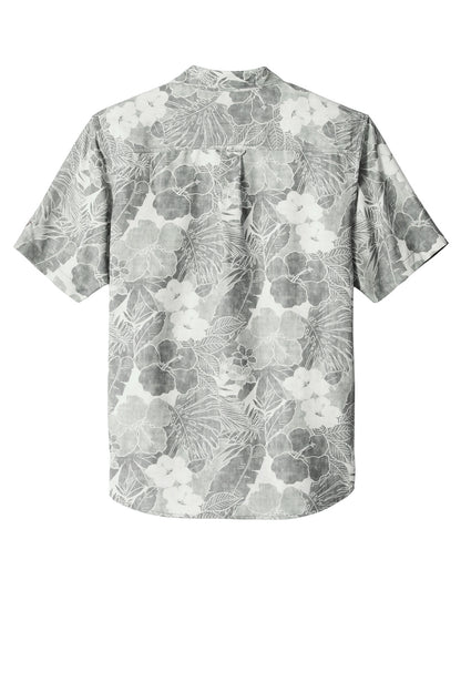 Rear View of LightGrey Tommy Bahama Coconut Point Playa Flora Short Sleeve Shirt ST325929TB