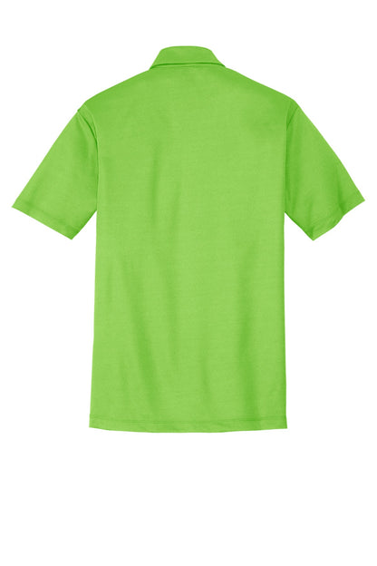 Rear View of Lime Port Authority Silk Touch Performance Pocket Polo. K540P