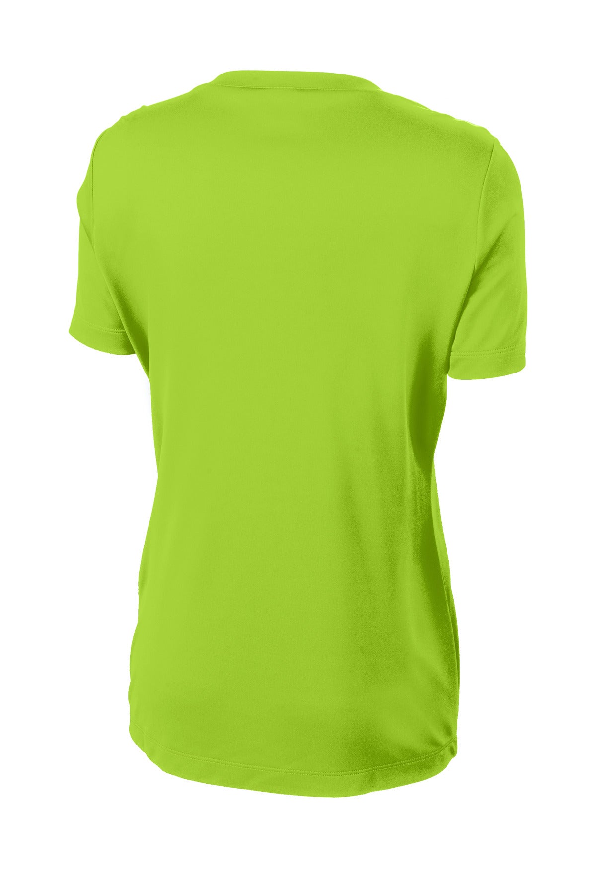 Rear View of Lime Shock Sport-Tek Women's PosiCharge Competitor Tee. LST350