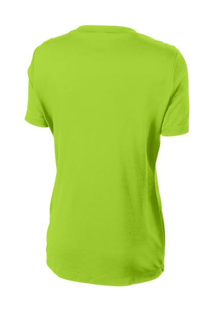 Rear View of Lime Shock Sport-Tek Women's PosiCharge Competitor Tee. LST350