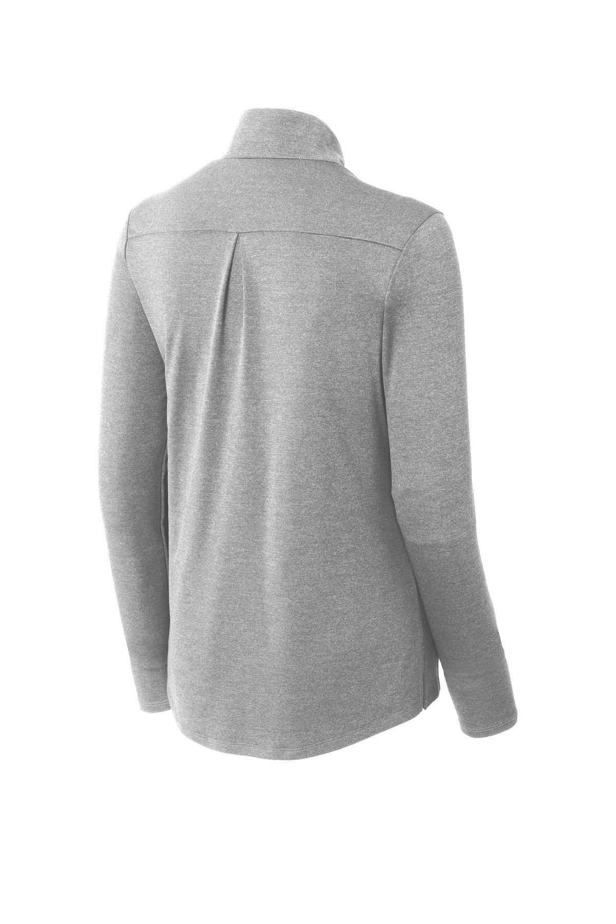 Rear View of Lt Grey Hthr Sport-Tek Women's Endeavor 1/2-Zip Pullover. LST469