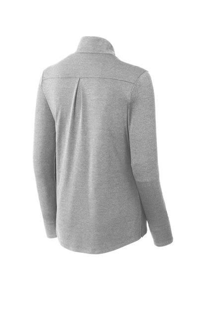 Rear View of Lt Grey Hthr Sport-Tek Women's Endeavor 1/2-Zip Pullover. LST469