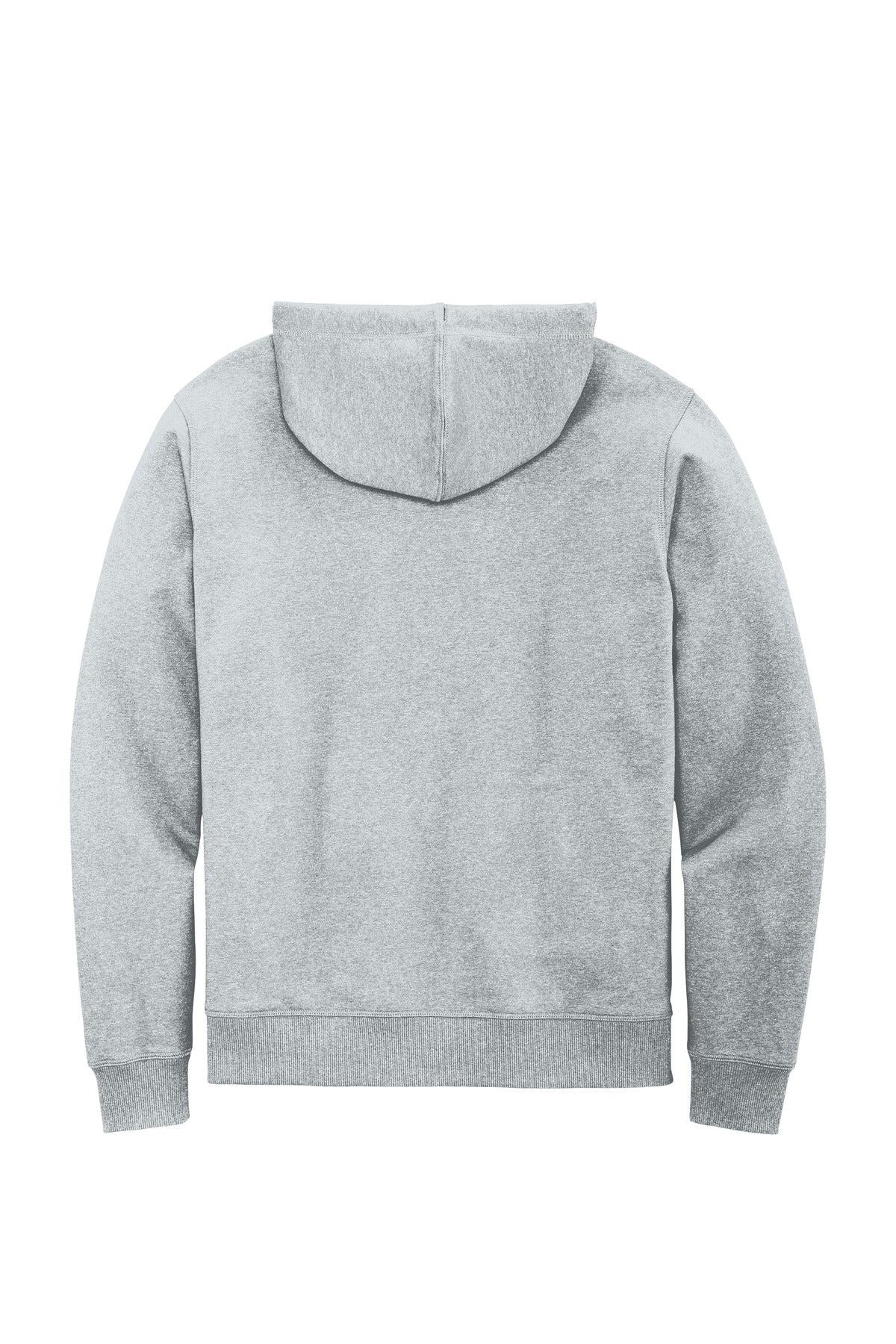 Rear View of Lt Hthr Grey District Re-Fleece Full-Zip Hoodie DT8102