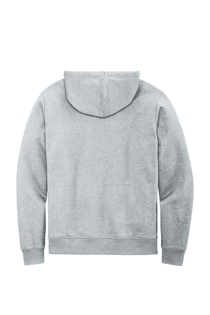 Rear View of Lt Hthr Grey District Re-Fleece Full-Zip Hoodie DT8102