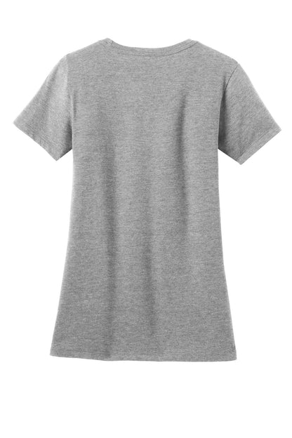 Rear View of Lt Hthr Grey District Women's Perfect Blend CVC Tee. DM108L