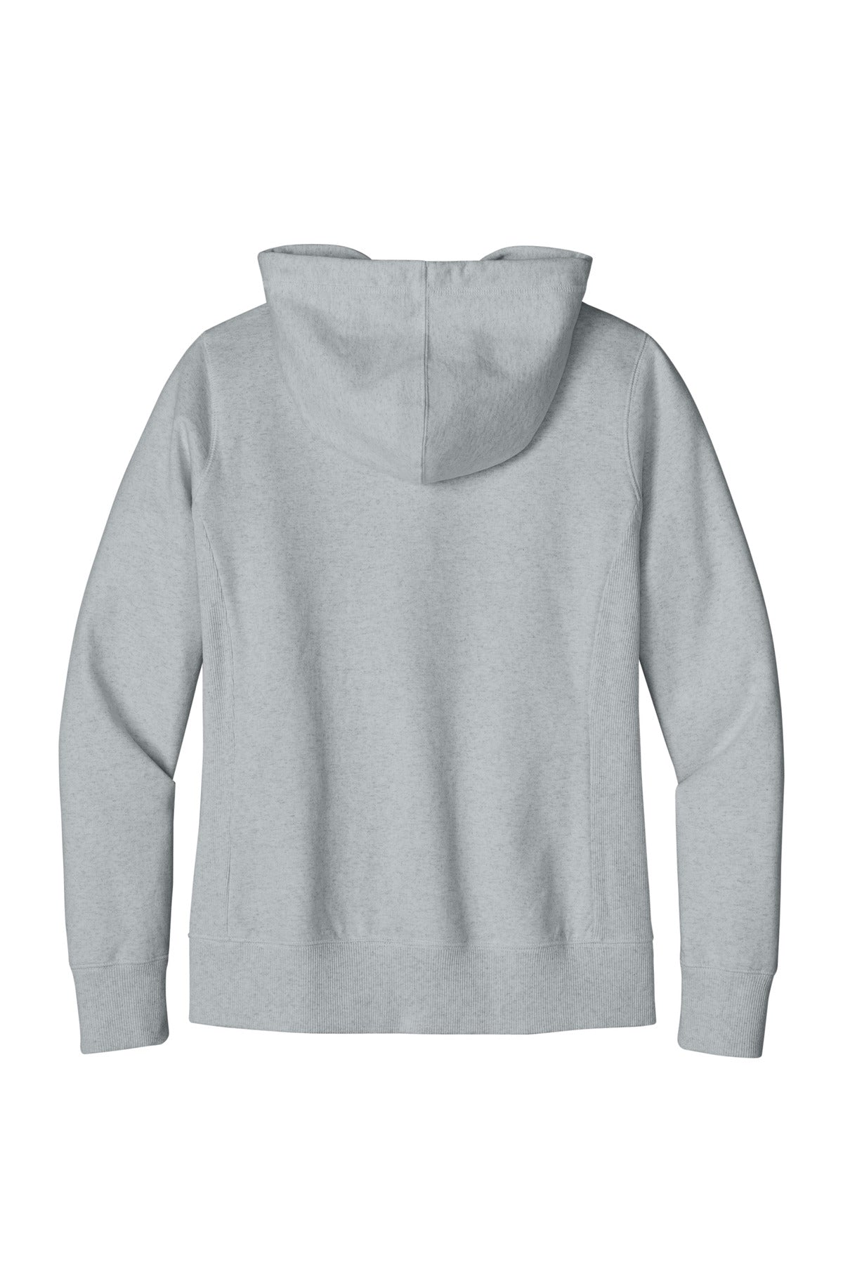 Rear View of Lt Hthr Grey District Women's Re-Fleece Full-Zip Hoodie DT8103