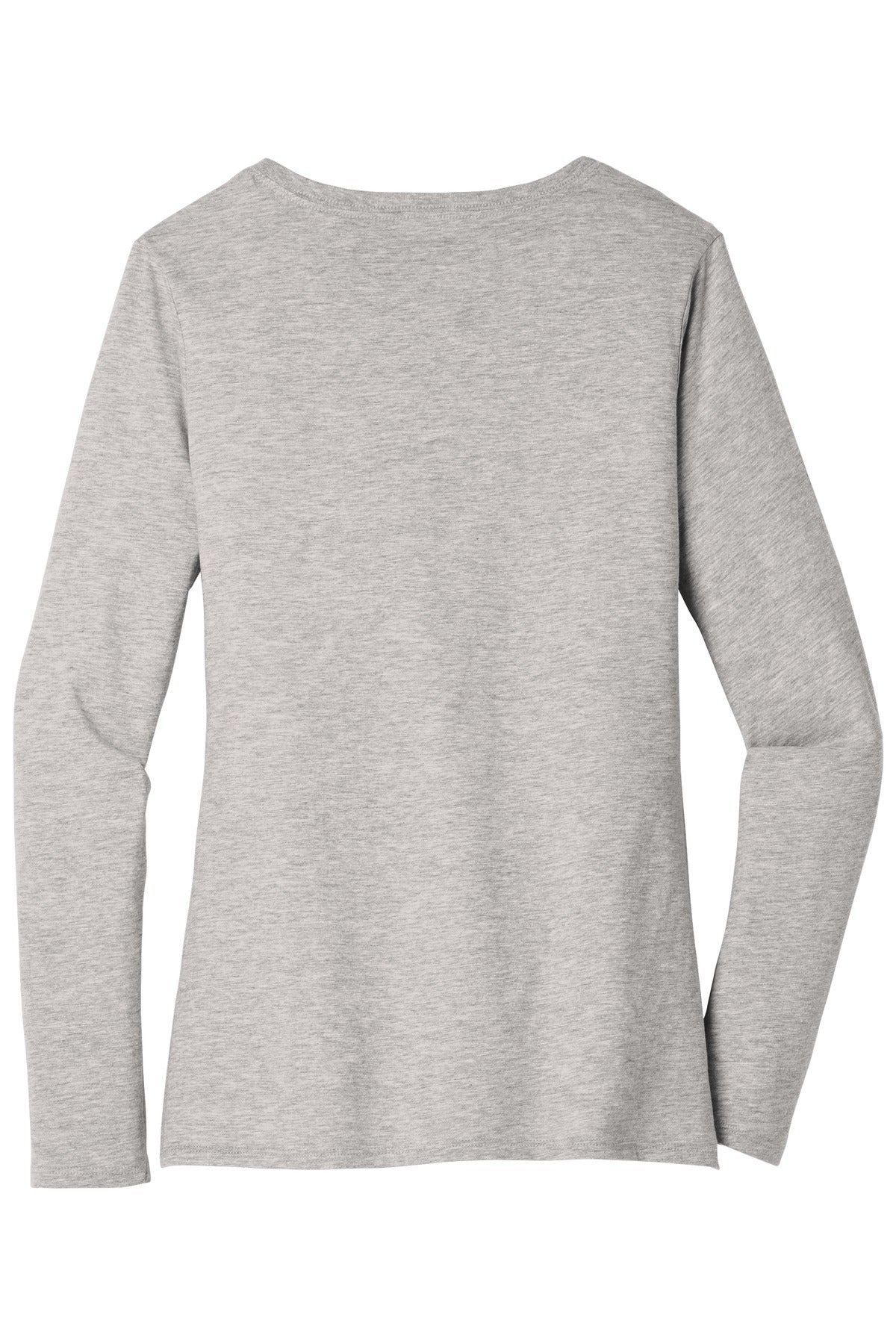 Rear View of Lt Hthr Grey District Women's Very Important Tee Long Sleeve V-Neck. DT6201