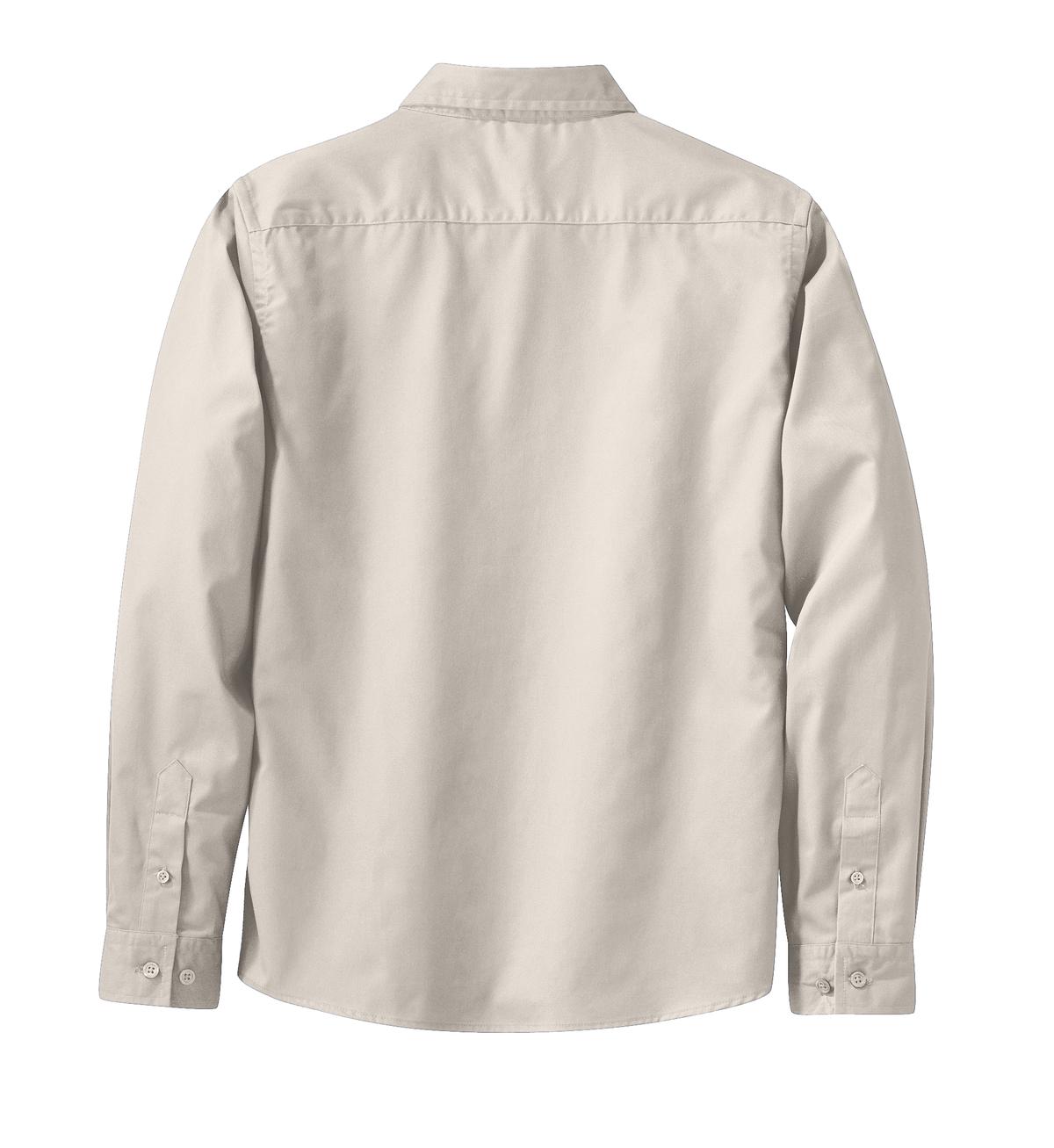 Rear View of Lt Stone/Cl Ny Port Authority Women's Long Sleeve Easy Care Shirt. L608