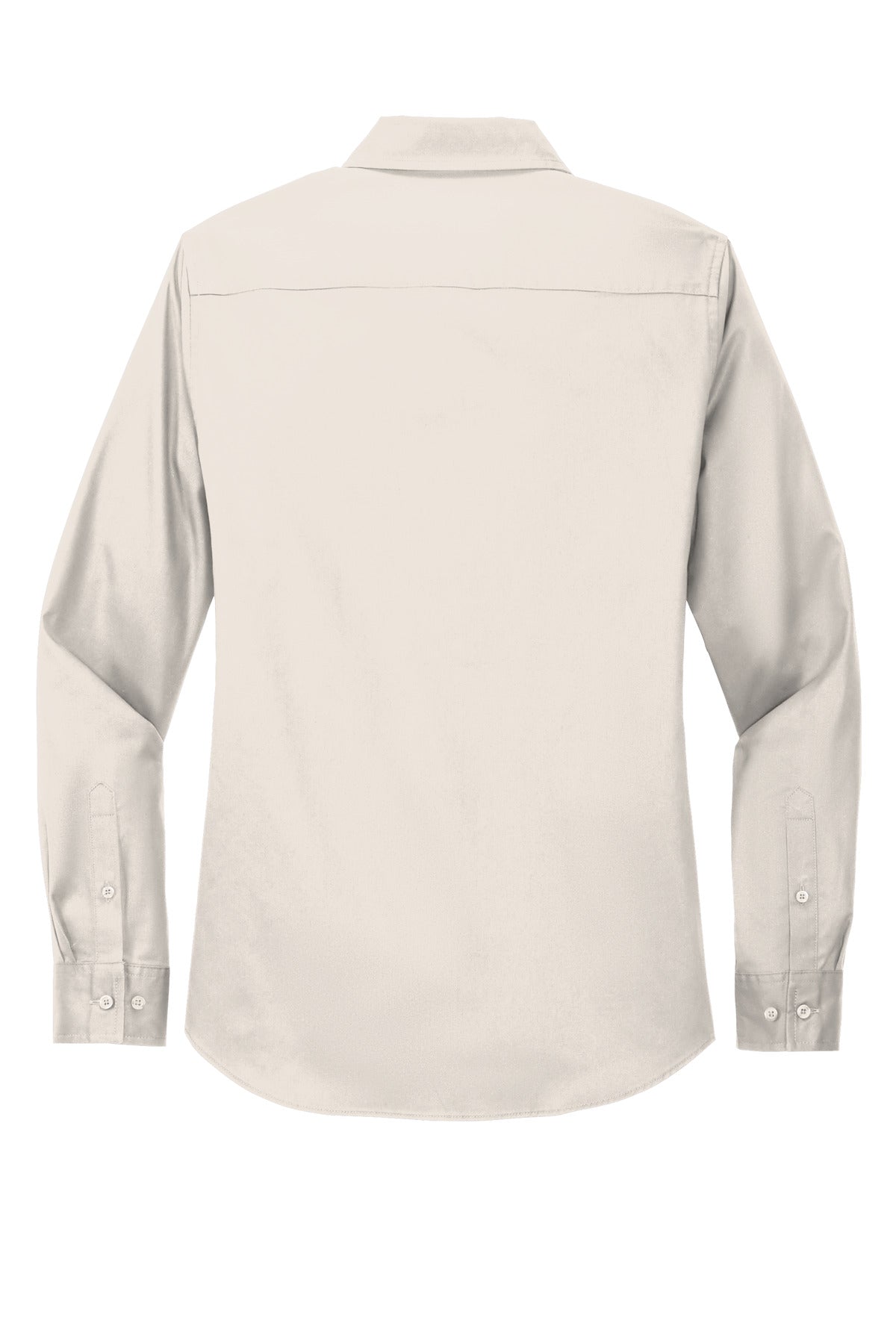 Rear View of Lt Stone/Cl Ny Port Authority Women's Long Sleeve Easy Care Shirt. L608