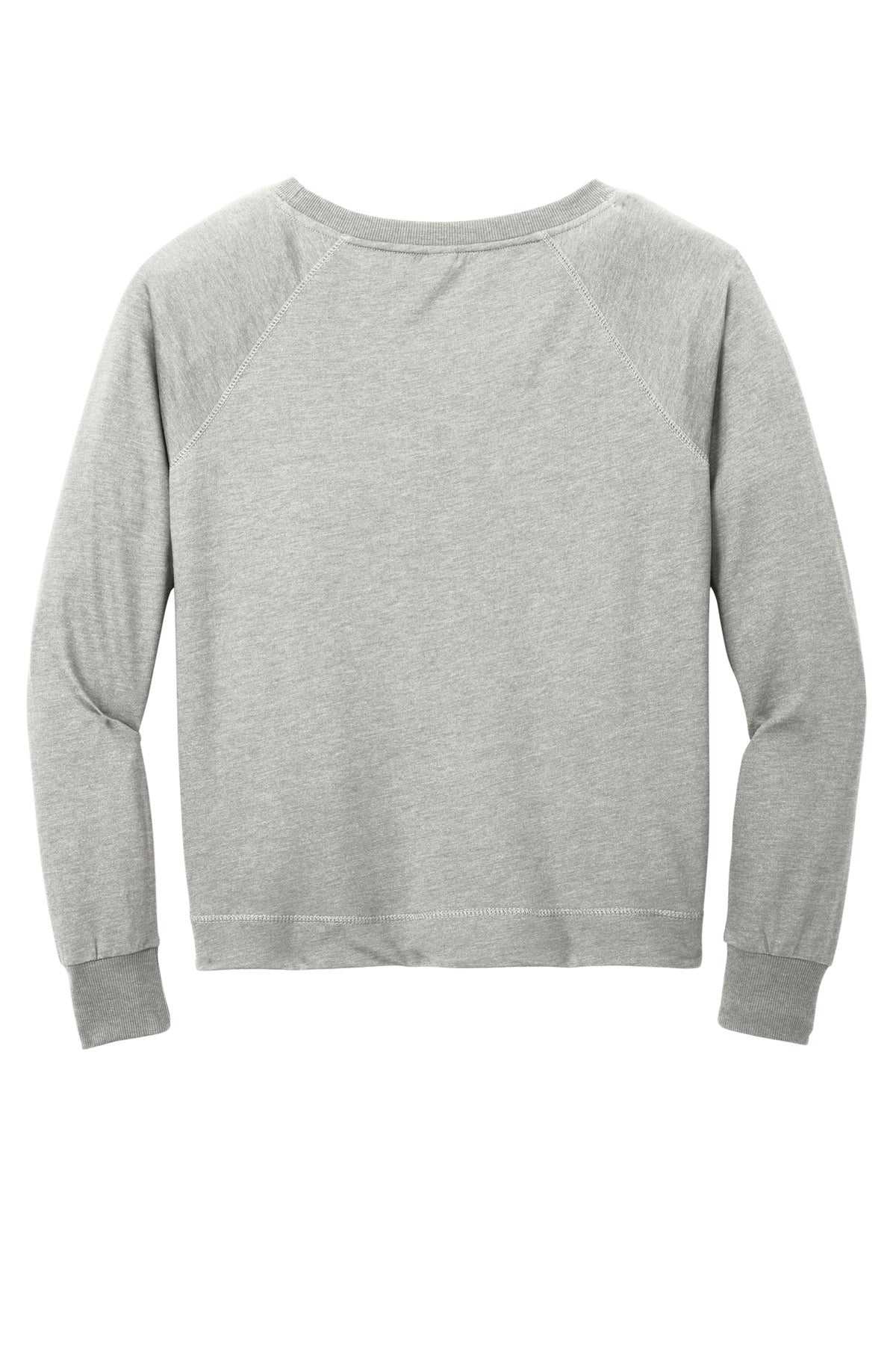 Rear View of LtHtGry District Women's Featherweight French Terry Long Sleeve Crewneck DT672