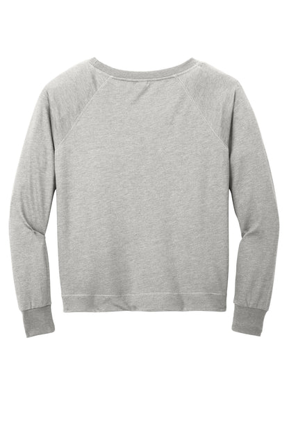 Rear View of LtHtGry District Women's Featherweight French Terry Long Sleeve Crewneck DT672