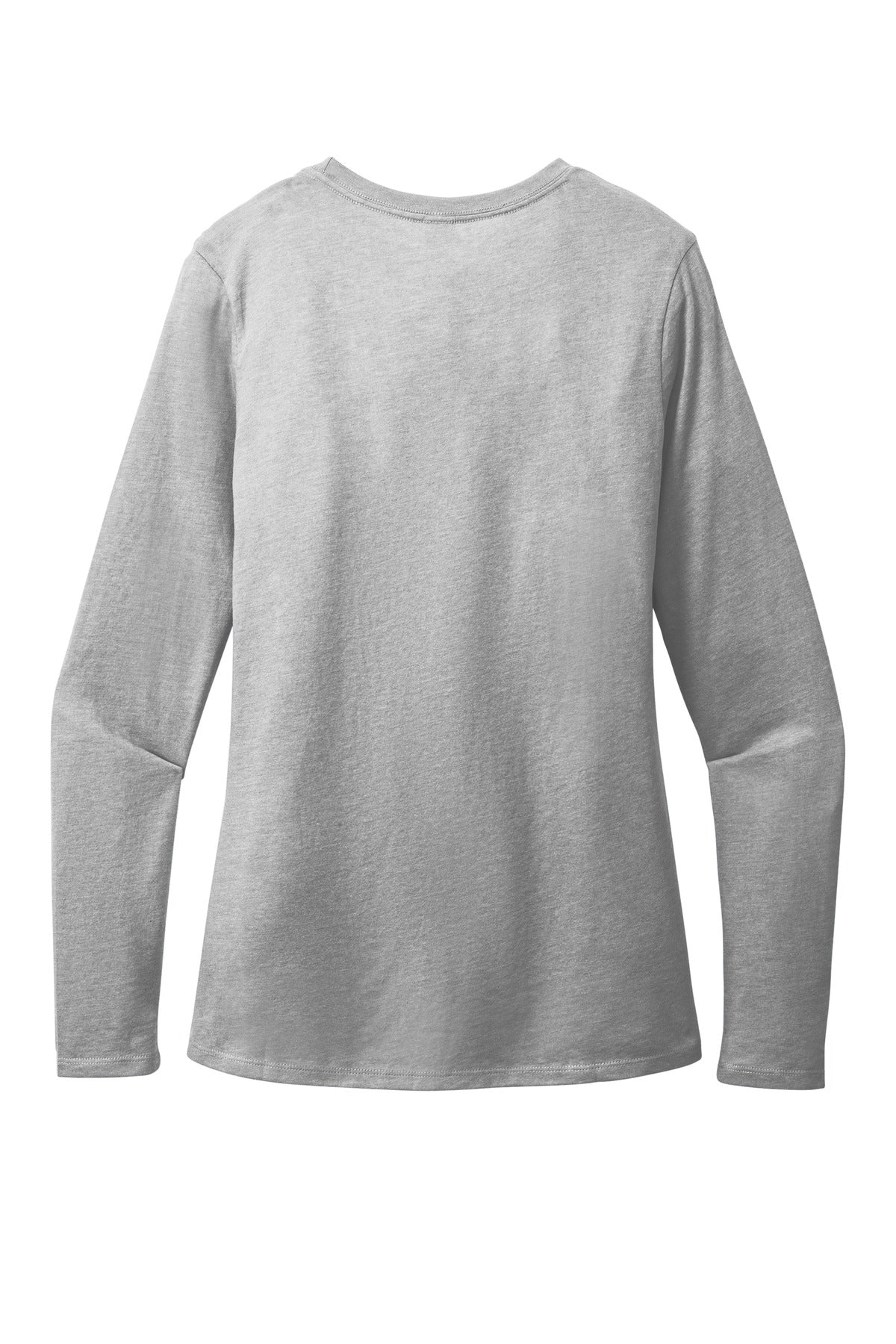 Rear View of LtHtGry District Women's Perfect Blend CVC Long Sleeve Tee DT110