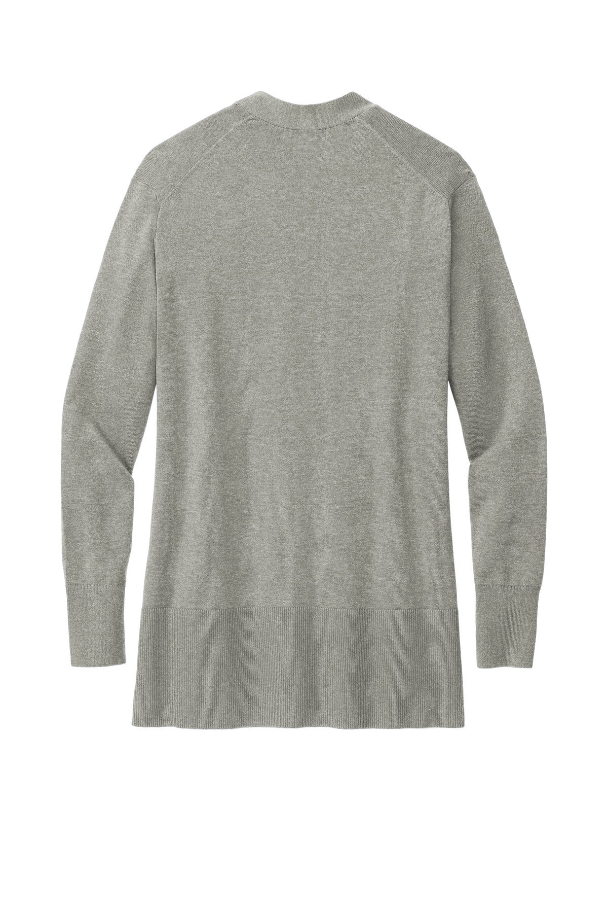 Rear View of LtShdGyHtr Brooks Brothers Women's Cotton Stretch Long Cardigan Sweater BB18403