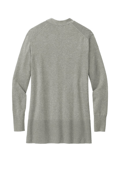 Rear View of LtShdGyHtr Brooks Brothers Women's Cotton Stretch Long Cardigan Sweater BB18403