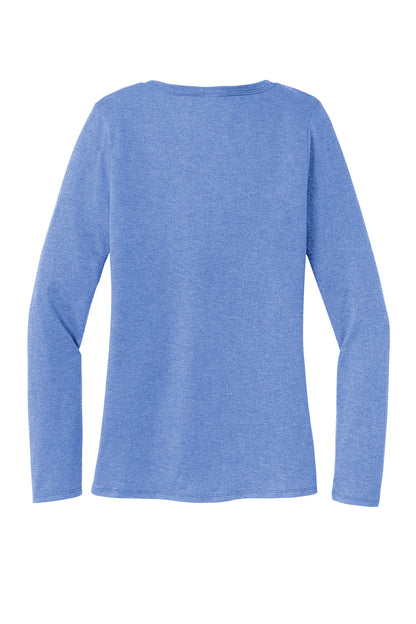 Rear View of MariFrost District Women's Perfect Tri Long Sleeve V-Neck Tee DT135