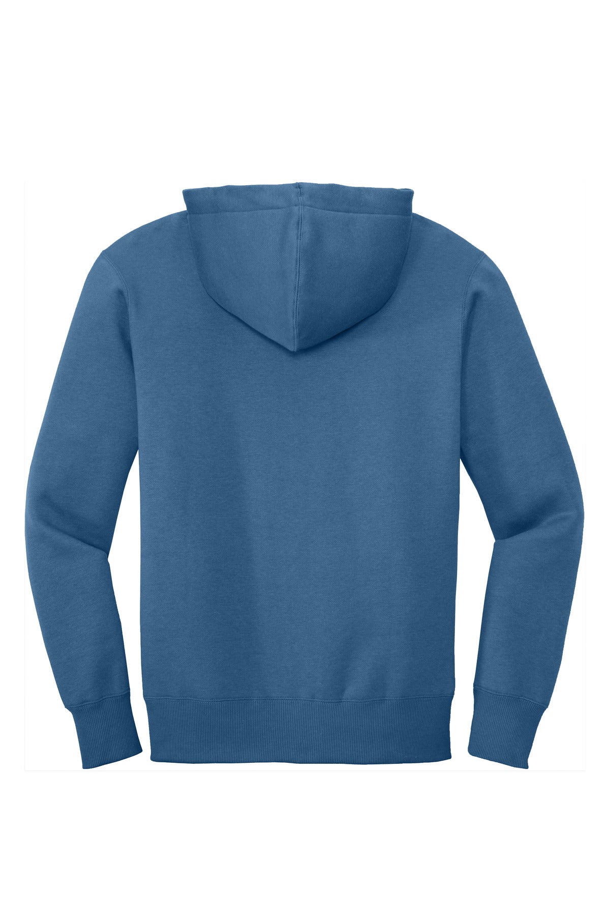 Rear View of Maritime Blue District Perfect Weight Fleece Full-Zip Hoodie DT1103