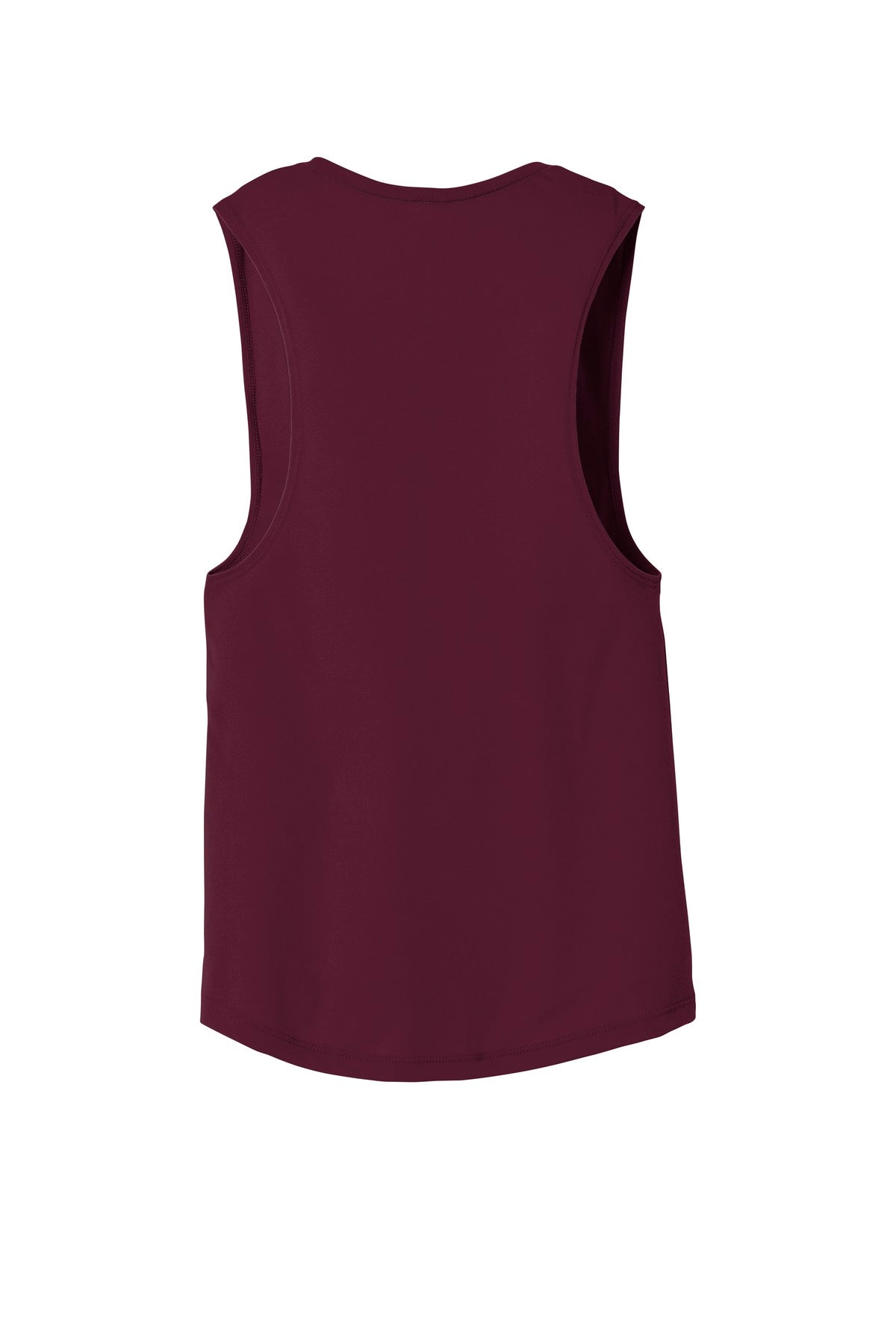 Rear View of Maroon BELLA+CANVAS Women's Flowy Scoop Muscle Tank. BC8803