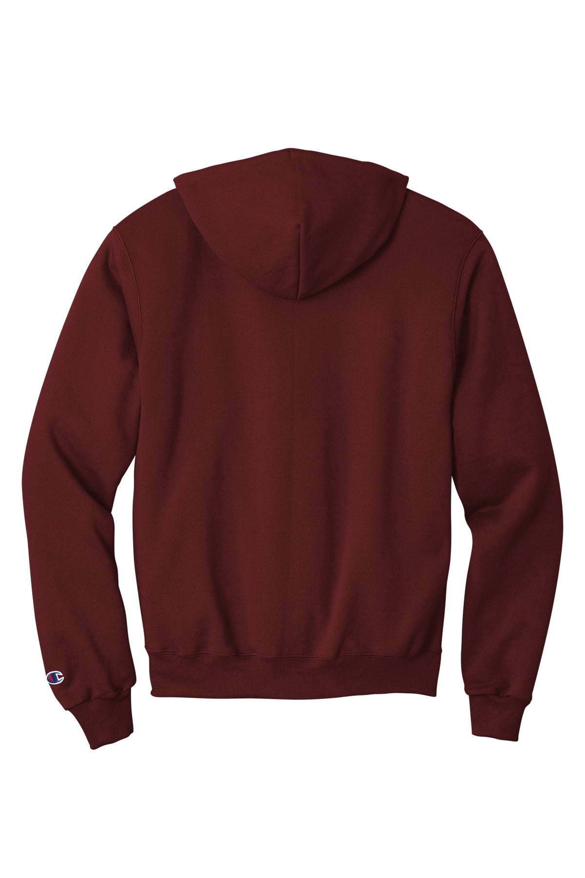Rear View of Maroon Champion Powerblend Pullover Hoodie. S700