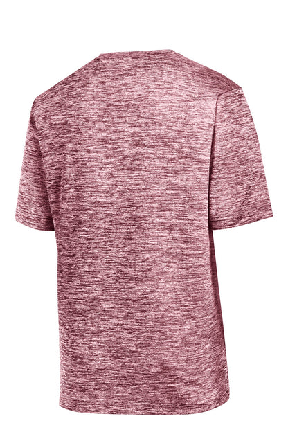 Rear View of Maroon Electrc Sport-Tek PosiCharge Electric Heather Tee. ST390