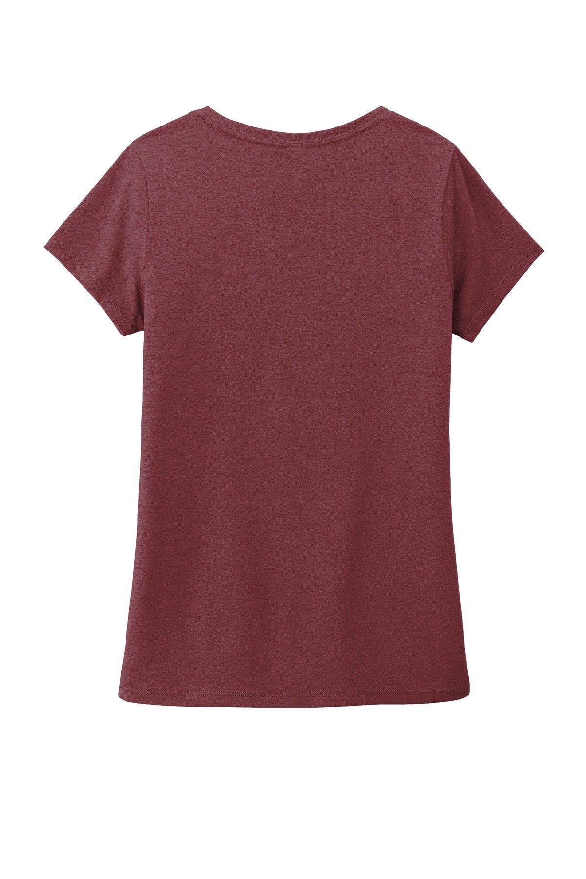 Rear View of Maroon Frost District Women's Perfect Tri V-Neck Tee. DM1350L