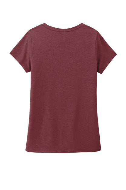 Rear View of Maroon Frost District Women's Perfect Tri V-Neck Tee. DM1350L