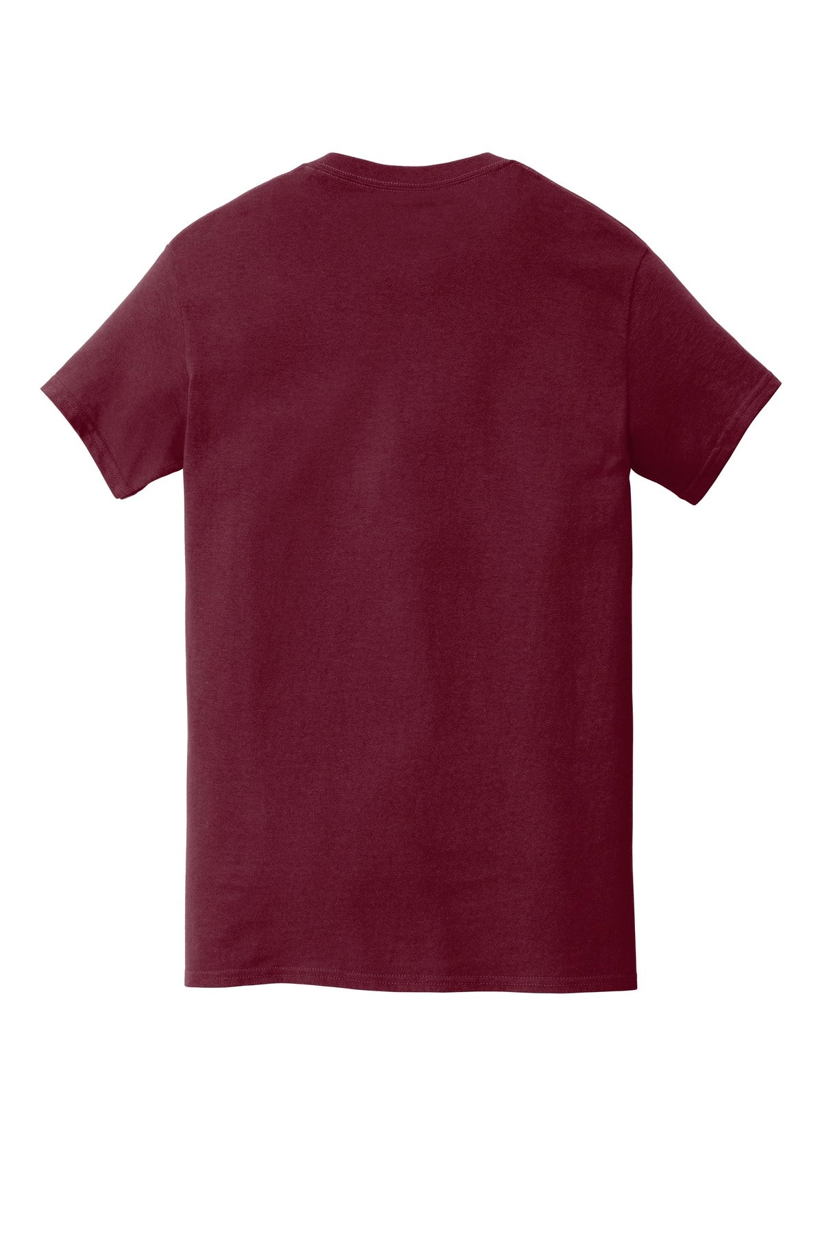 Rear View of Maroon Gildan Heavy Cotton 100% Cotton Pocket T-Shirt. 5300