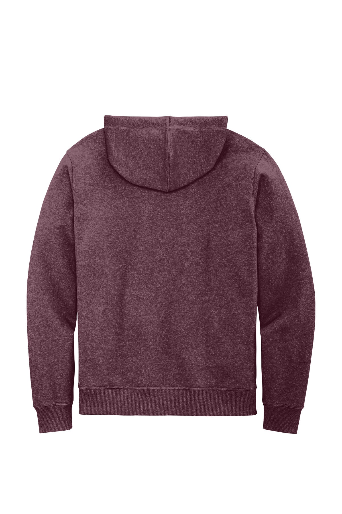 Rear View of Maroon Hthr District Re-Fleece Full-Zip Hoodie DT8102