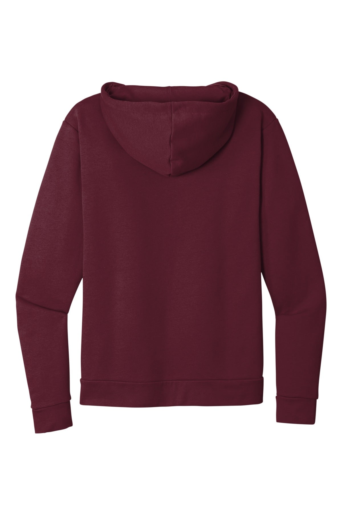 Rear View of Maroon Next Level Apparel Adult Santa Barbara Zip Hoodie. NL9602