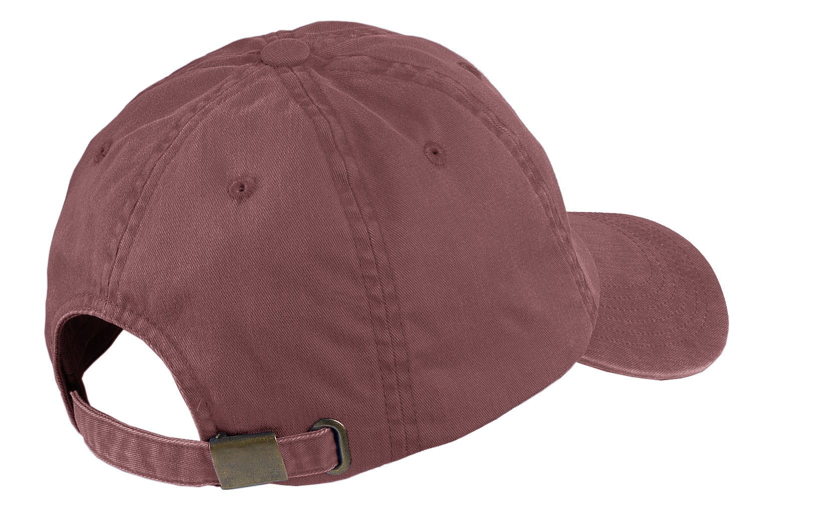 Rear View of Maroon Port Authority Garment-Washed Cap. PWU