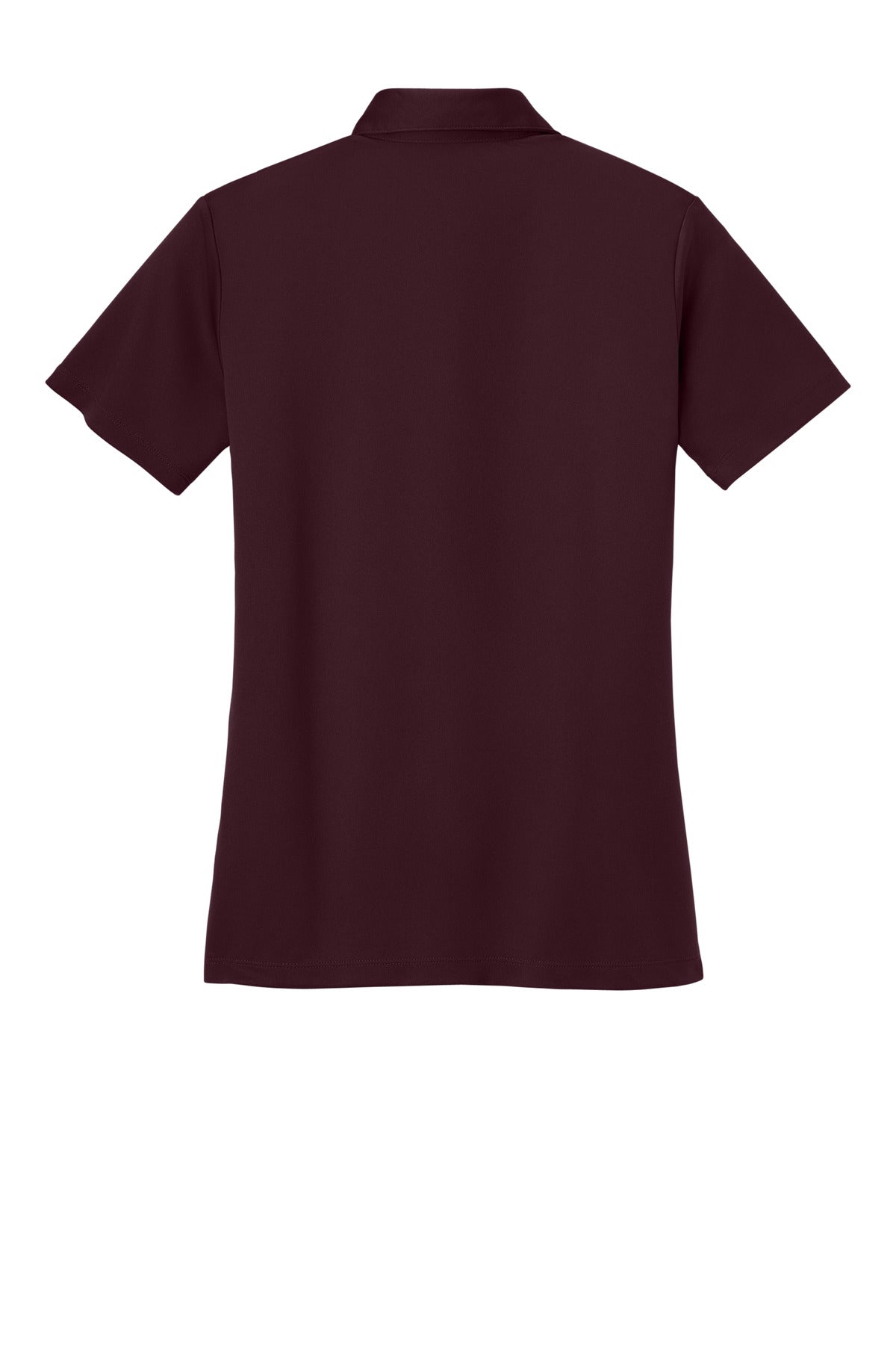 Rear View of Maroon Port Authority Women's Silk Touch Performance Polo. L540