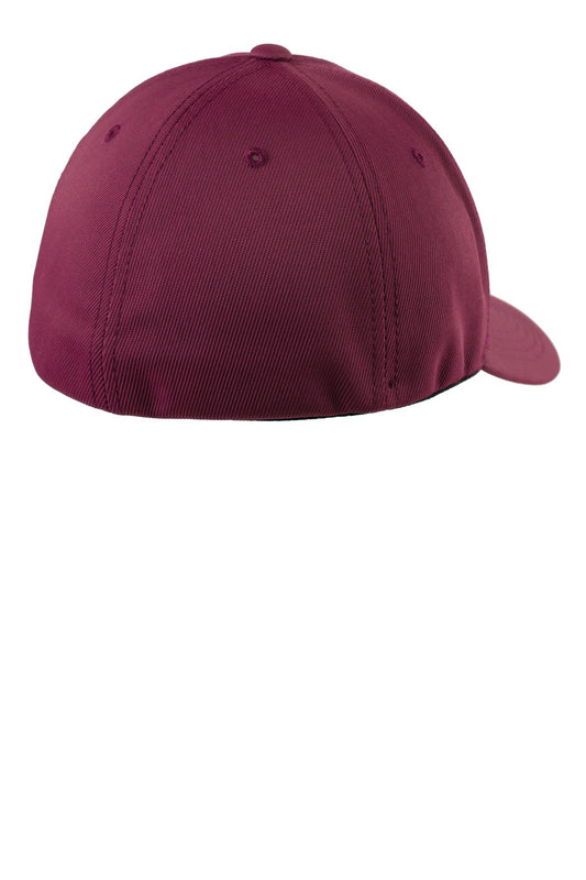 Rear View of Maroon Sport-Tek Flexfit Performance Solid Cap. STC17