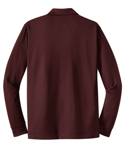 Rear View of Maroon Sport-Tek Long Sleeve Micropique Sport-Wick Polo. ST657
