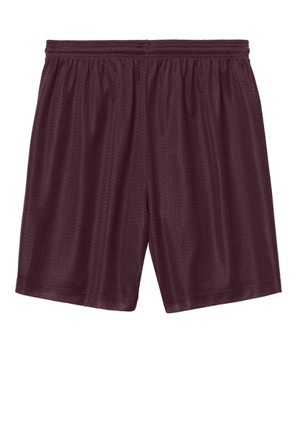 Rear View of Maroon Sport-Tek PosiCharge Mesh 7" Short ST5100