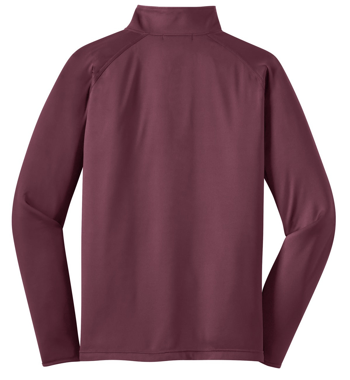 Rear View of Maroon Sport-Tek Sport-Wick Stretch 1/4-Zip Pullover. ST850