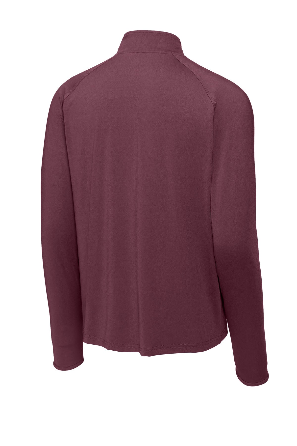 Rear View of Maroon Sport-Tek Sport-Wick Stretch 1/4-Zip Pullover. ST850