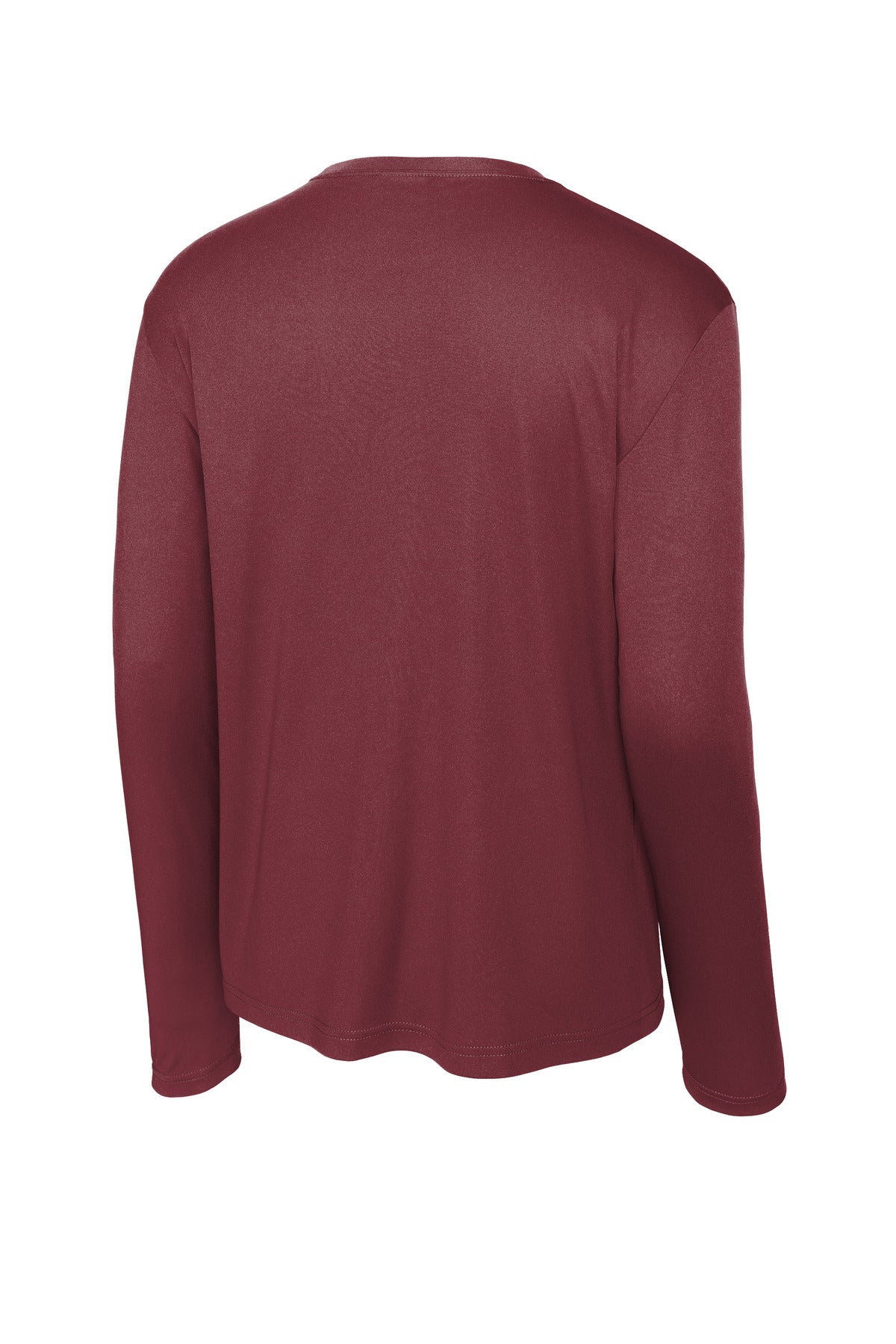Rear View of Maroon Sport-Tek Tall Long Sleeve PosiCharge Competitor Tee. TST350LS