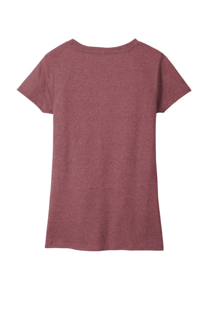 Rear View of MaroonHthr District Women's Re-Tee V-Neck DT8001