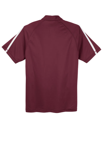 Rear View of Maroon/White Sport-Tek PosiCharge Micro-Mesh Colorblock Polo. ST685