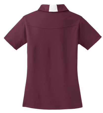 Rear View of Maroon/White Sport-Tek Women's Side Blocked Micropique Sport-Wick Polo. LST655