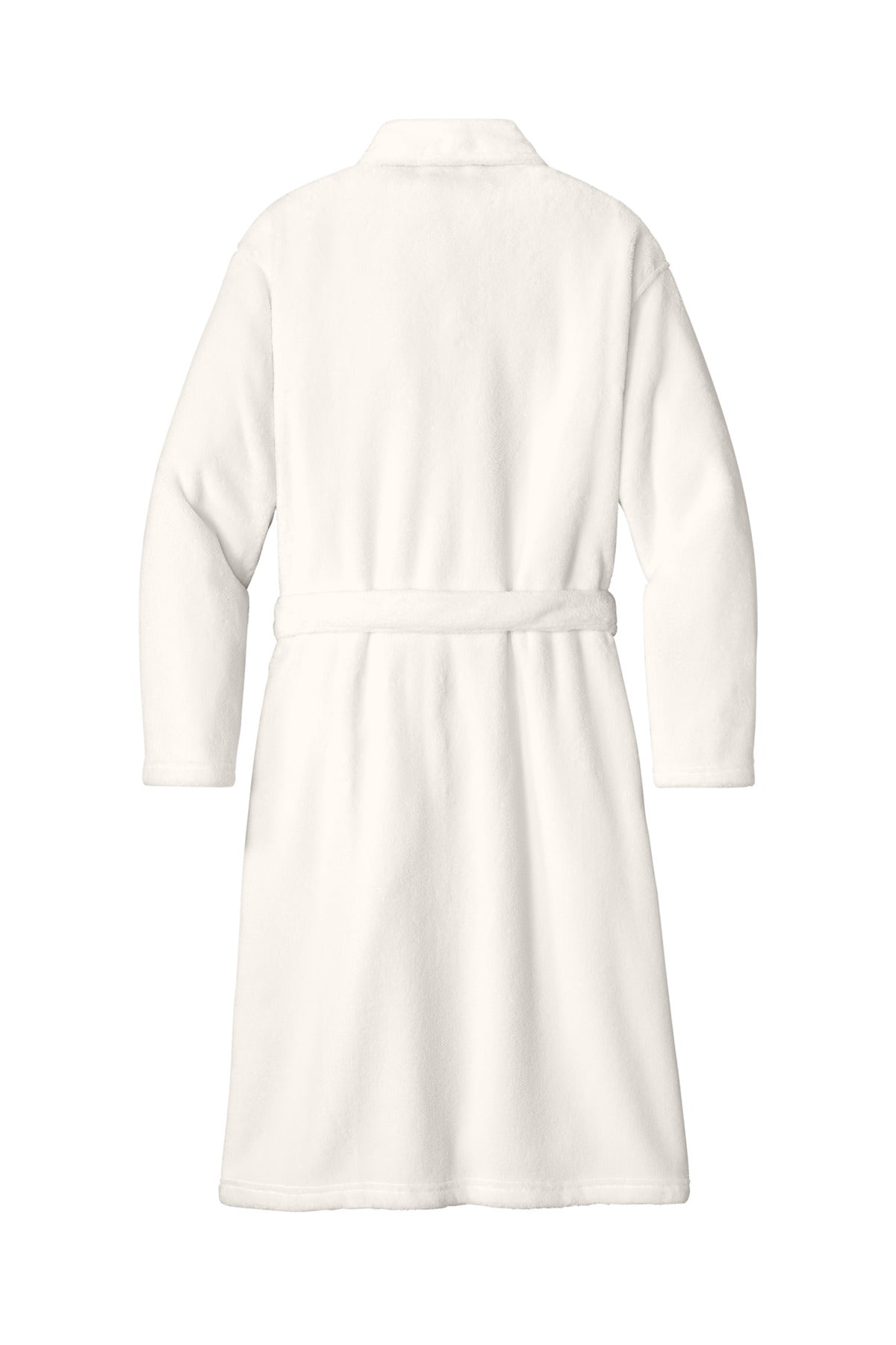 Rear View of Marshmallow Port Authority Plush Microfleece Shawl Collar Robe. R102