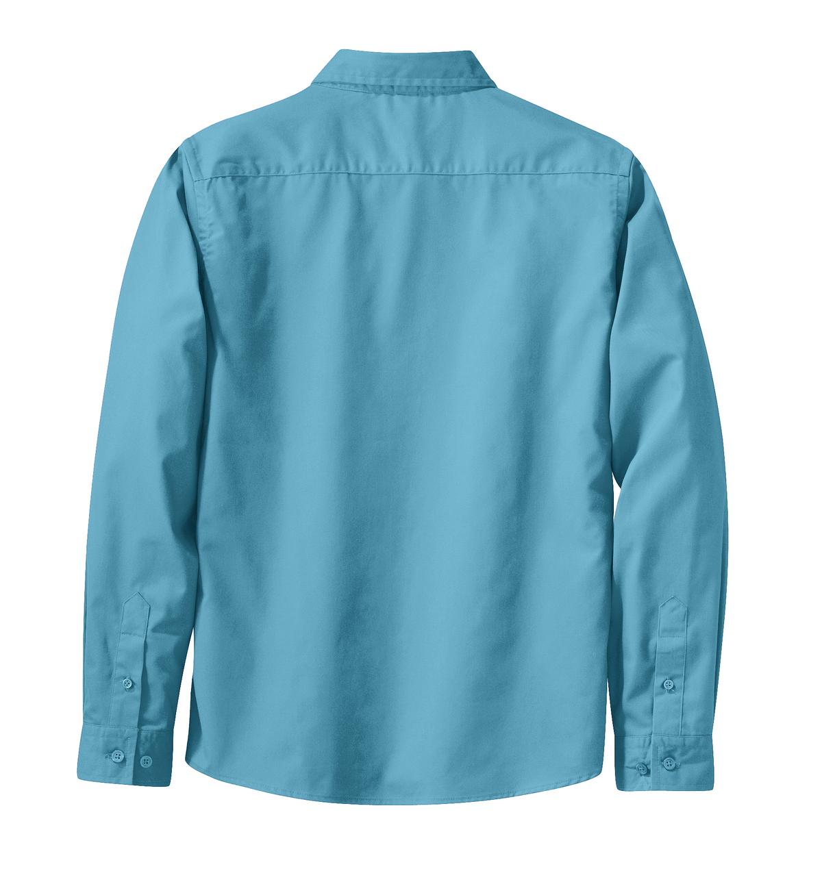 Rear View of Maui Blue Port Authority Women's Long Sleeve Easy Care Shirt. L608