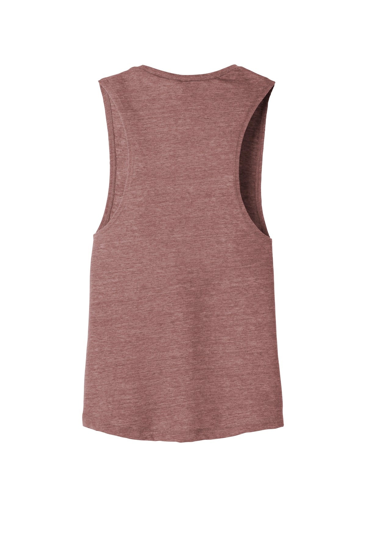 Rear View of Mauve Slub BELLA+CANVAS Women's Flowy Scoop Muscle Tank. BC8803