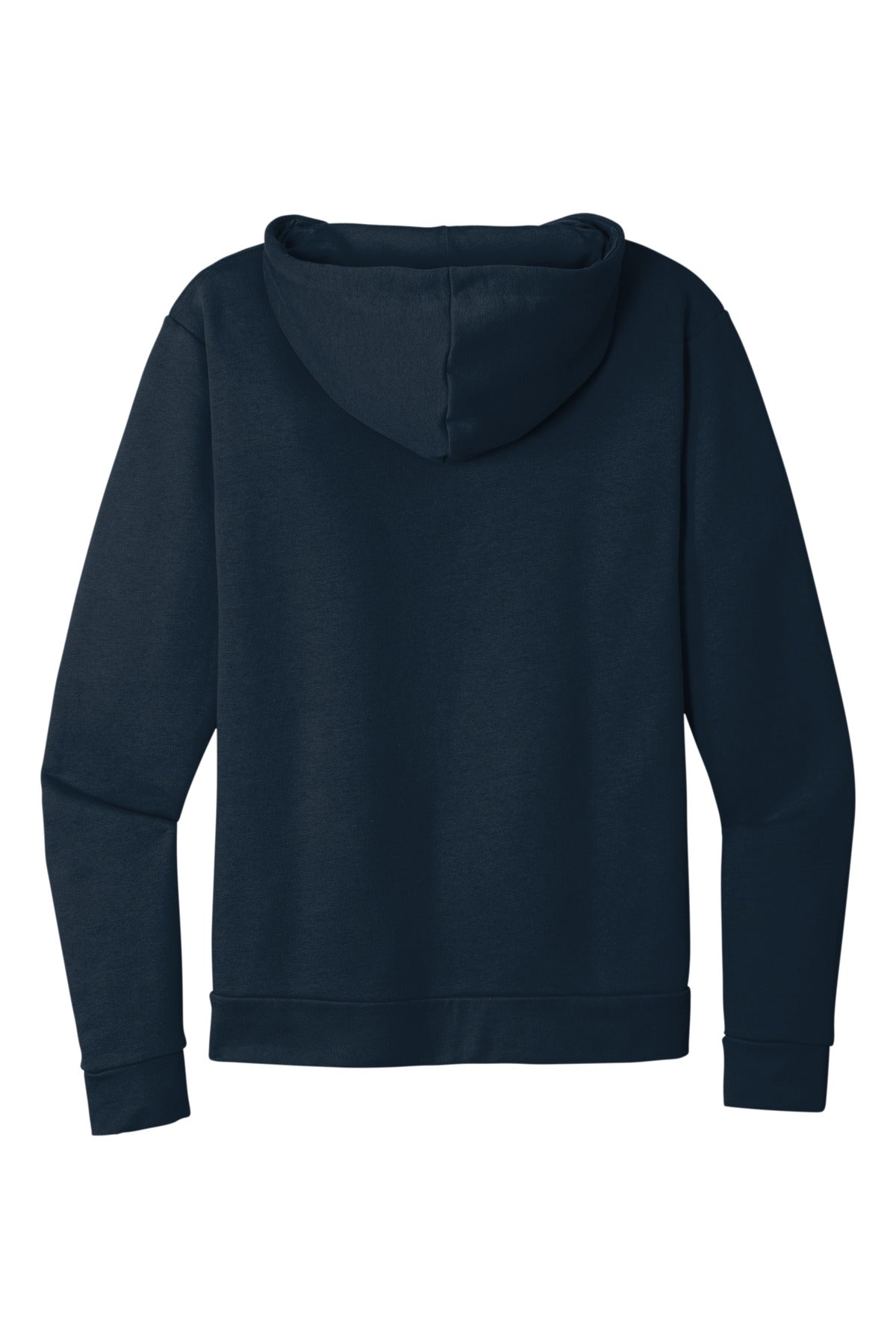 Rear View of MdntNavy Next Level Apparel Adult Santa Barbara Zip Hoodie. NL9602