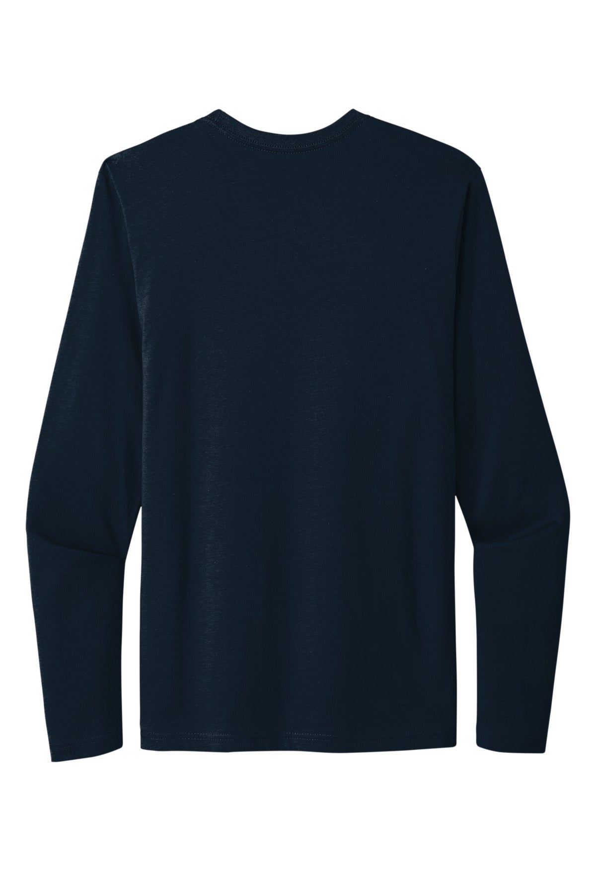 Rear View of MdntNavy Next Level Apparel Cotton Long Sleeve Tee. NL3601