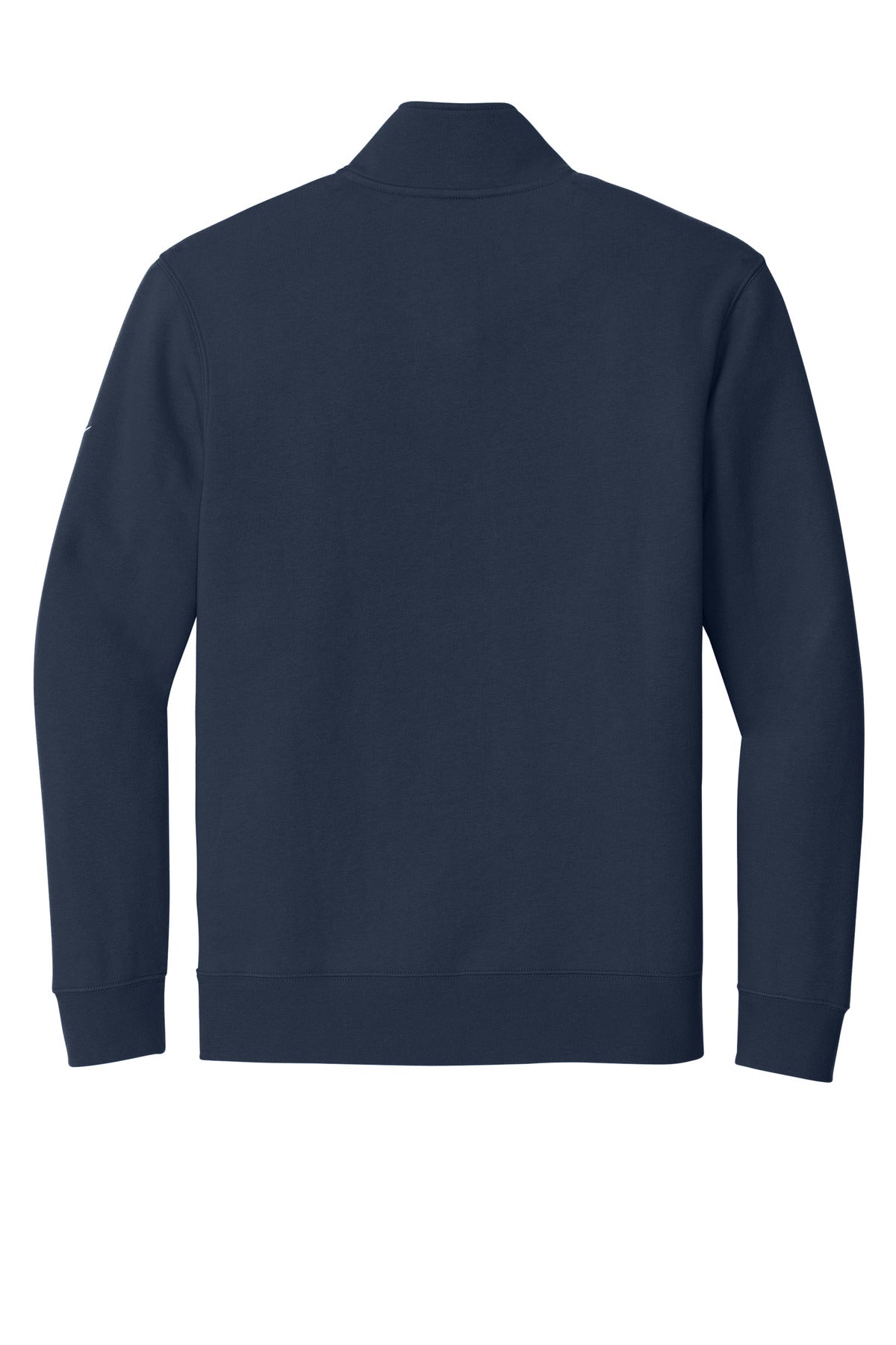 Rear View of MdntNavy Nike Club Fleece Sleeve Swoosh 1/2-Zip NKDX6718