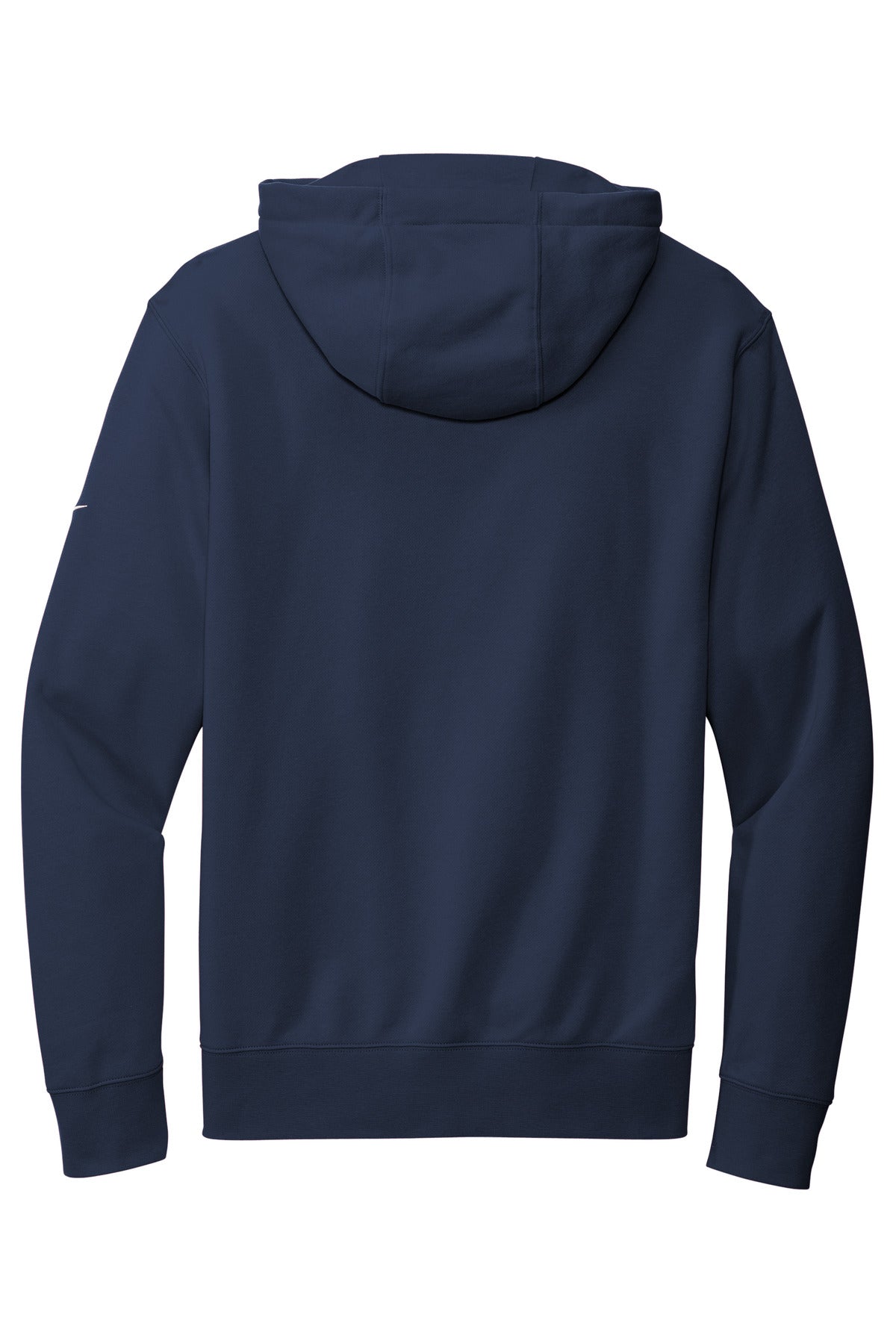 Rear View of MdntNavy Nike Club Fleece Sleeve Swoosh Full-Zip Hoodie NKDR1513