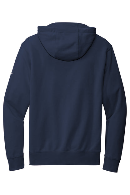Rear View of MdntNavy Nike Club Fleece Sleeve Swoosh Full-Zip Hoodie NKDR1513