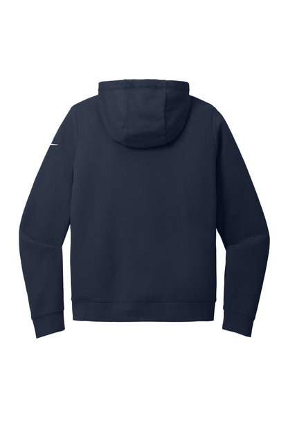 Rear View of MdntNavy Nike Women's Club Fleece Sleeve Swoosh Full-Zip Hoodie NKFD9890